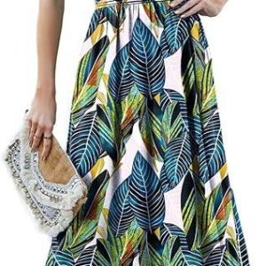 Alternative view of Women Summer Dresses 2024 Spaghetti Strap Scoop Neck Smocked Ruffle Flowy Boho Maxi Dress