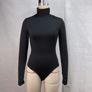 Alternative view of OM-2025 Fall/Winter Sexy High-Neck Long-Sleeved Tight-Fitting High-Elastic One-Piece Fitness Sports Women's Top